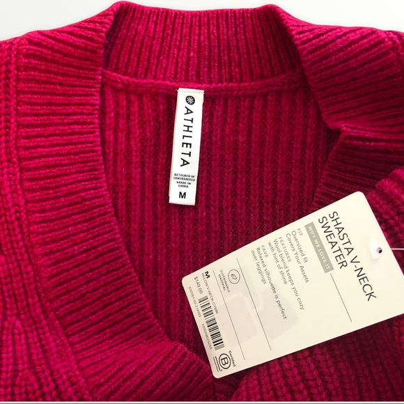 Athleta Shasta Pink V-Neck Sweater M - Picture 7 of 7